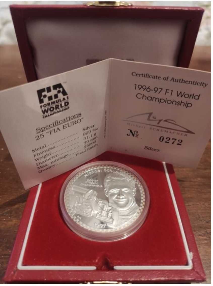 Coleção edição limitada 10 moedas prata, FIA, campeões F1