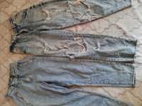 2 pary spodni jeansowych dziury 152