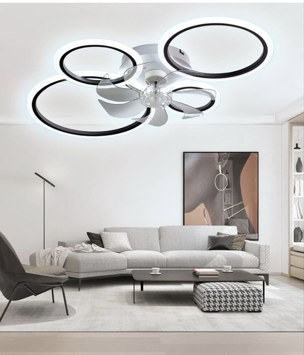 Wentylator sufitowy LED 96W z pilotem i aplikacją - lampa 2w1