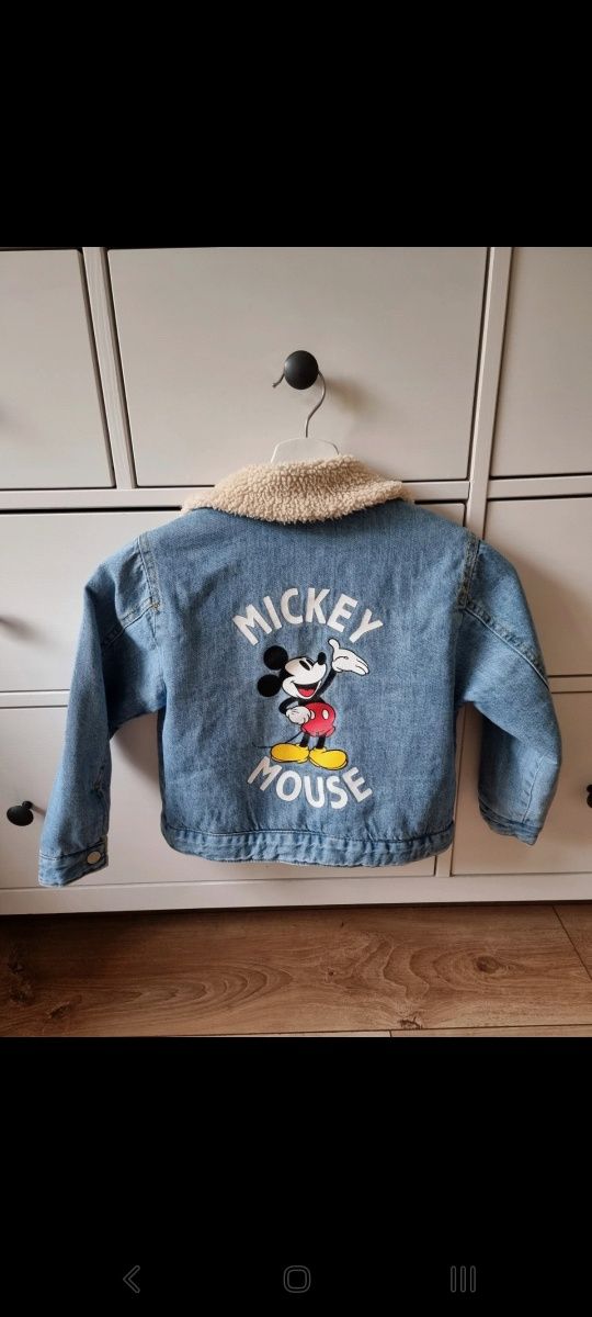 Zara kurtka jeansowa ocieplana, Micky Mouse 104