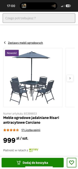Meble ogrodowe stół krzesła parasol