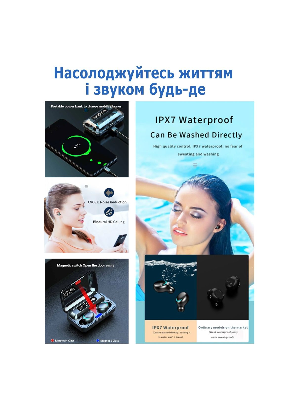 Оригінальні Bluetooth-навушники TWS 5.3 F9
з Power Bank 2000 мАг