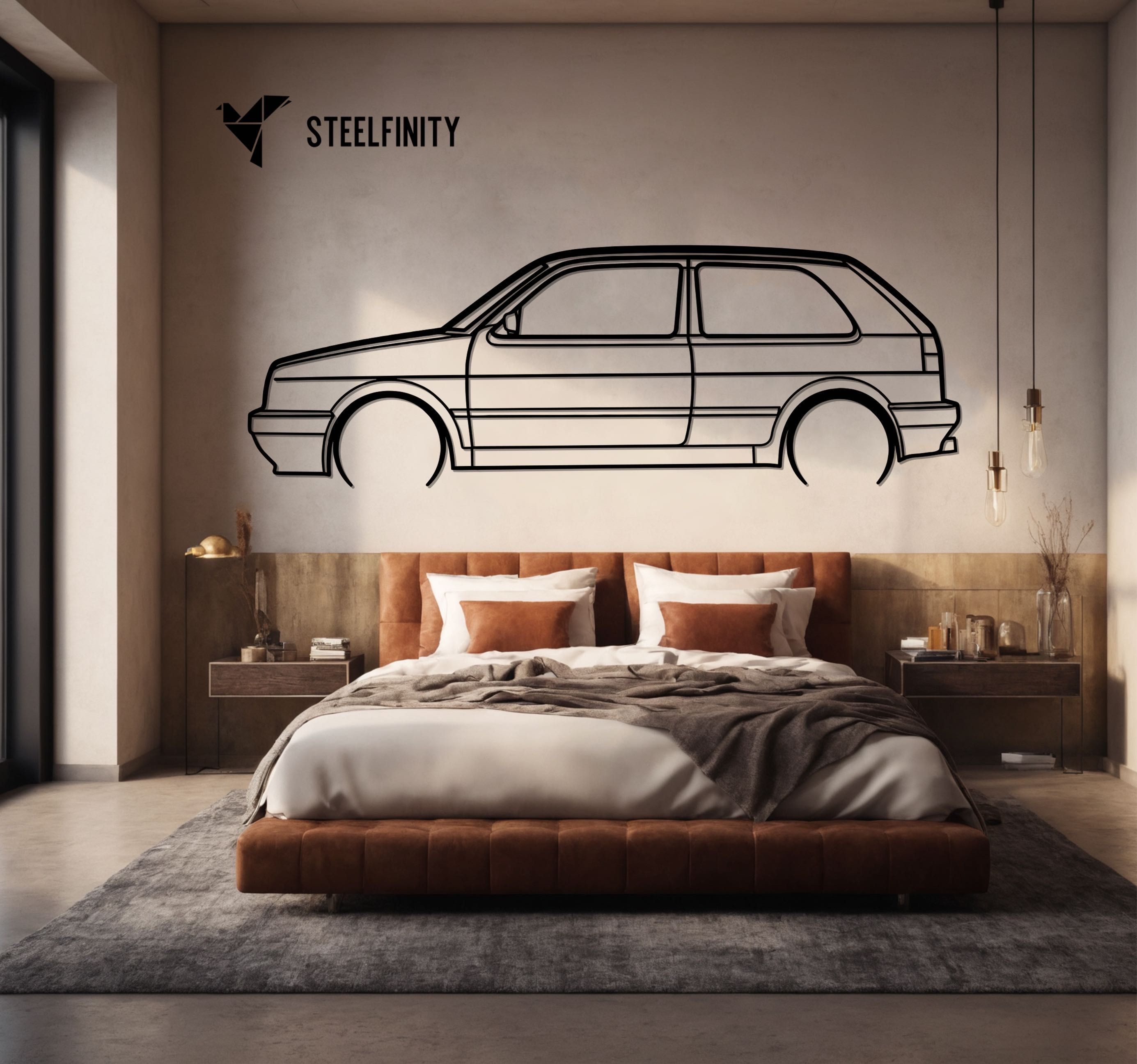 Zawieszka ścienna Golf MK2 GTI metalowa sztuka, obraz