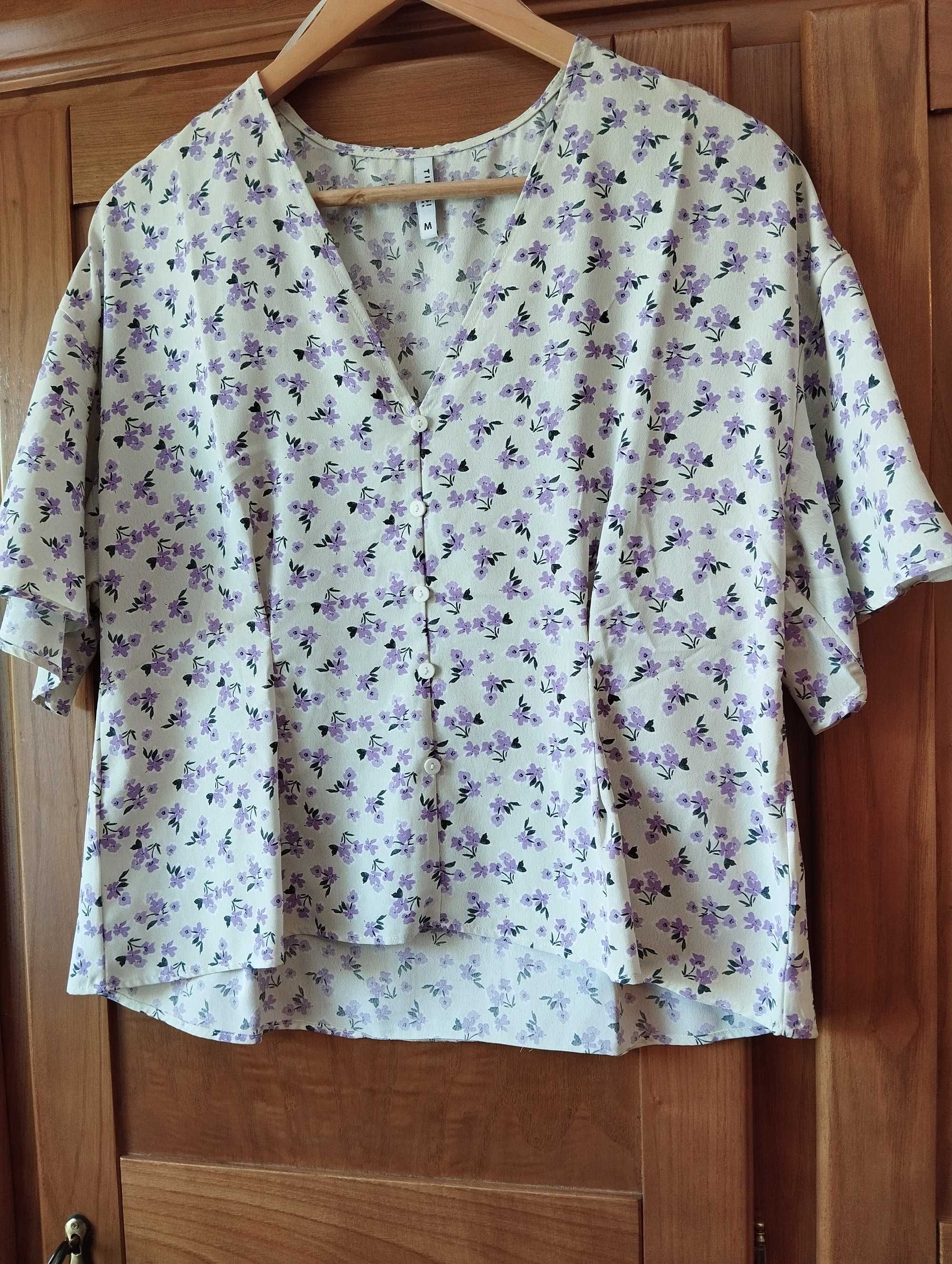 Blusa Branca com Flores Lilás - Tiffosi
