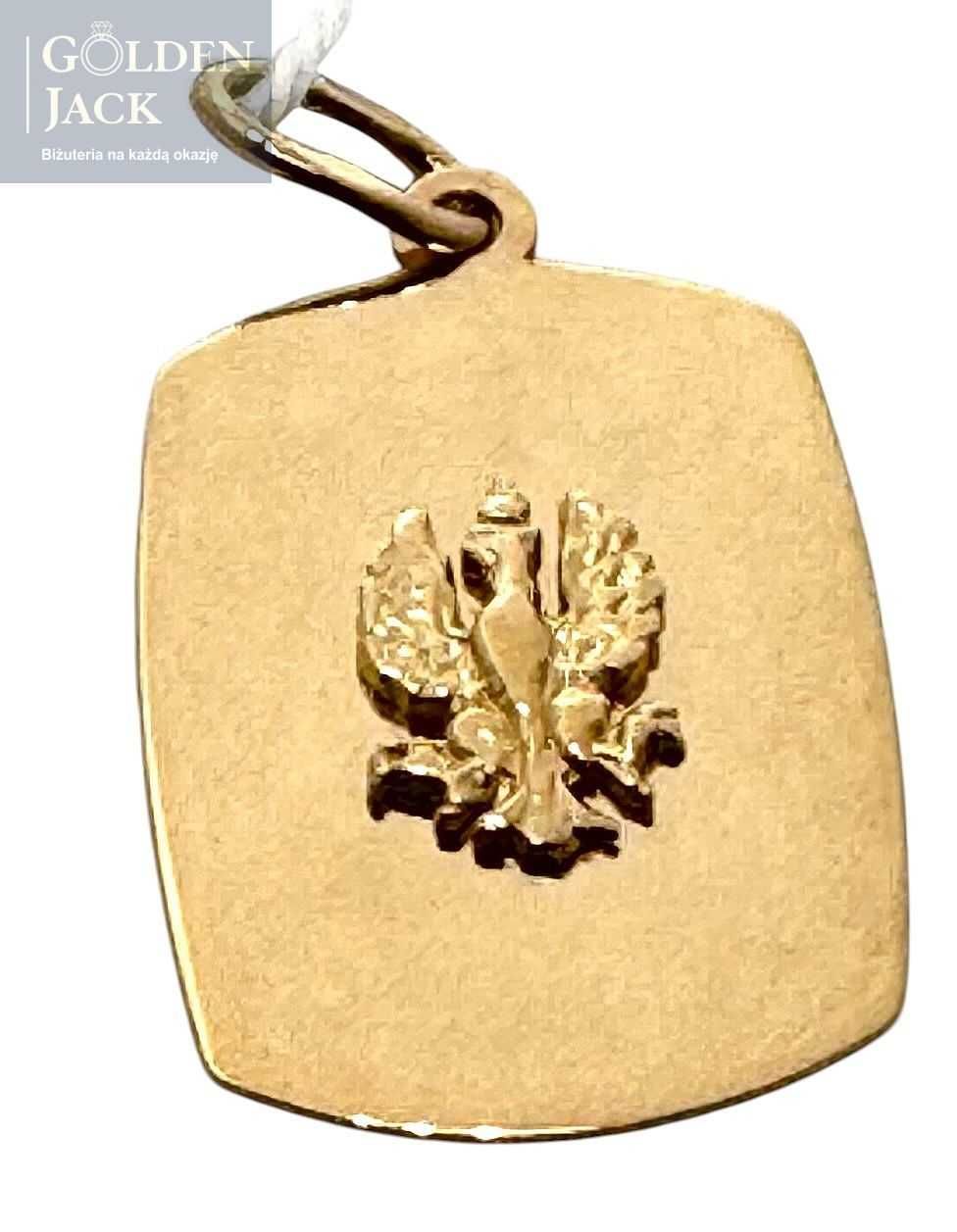 Złota zawieszka blaszka Godło Polski Orzeł Biały złoto pr. 585 1,24 g