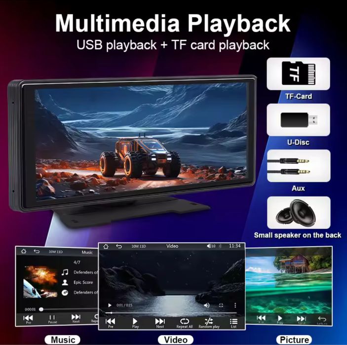 10.26 Carplay universal com bluetooth & Aux & Usb