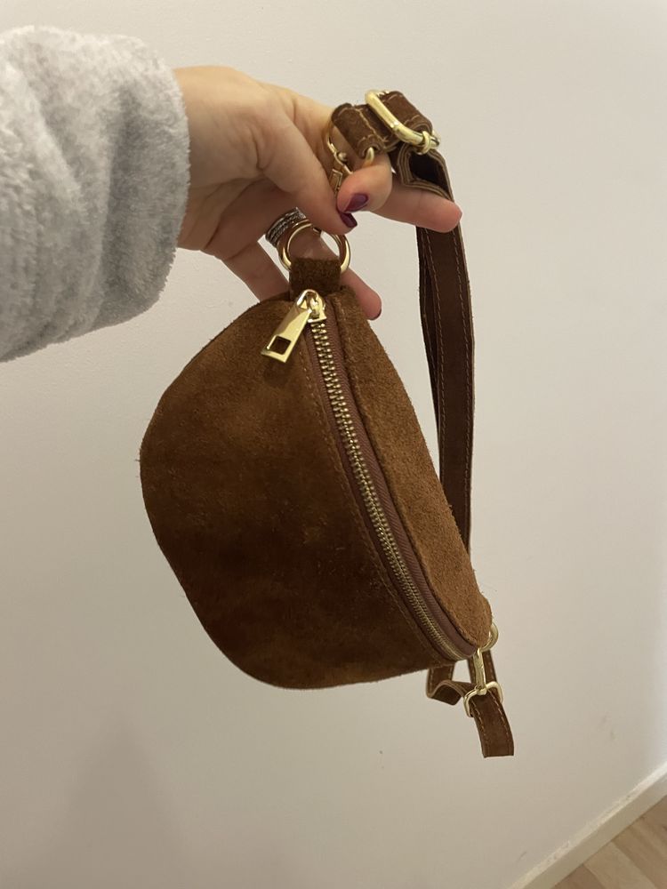 Bolsa castanha em pele NOVA