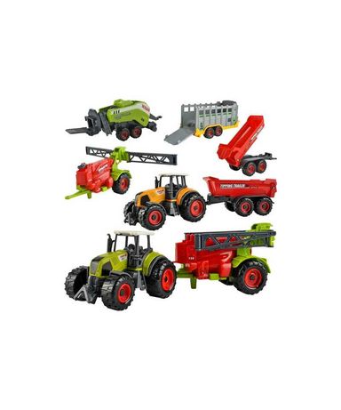 Zestaw 2 Traktory 4 Maszyny Rolnicze Traktor Metal