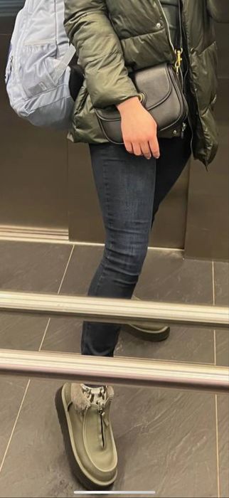 Угги UGG Funkette Boot Leather Platform Seaweed Green