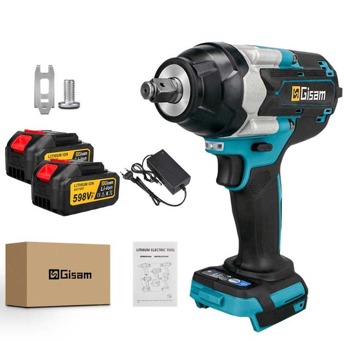 Nowy Bezszczotkowy KLUCZ UDAROWY 1800Nm 1/2" Klucz Wiertarka + Baterie