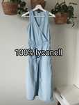 Letnia sukienka jeansowa z lyconellu, oryginalny fason, midi r. 34 XS