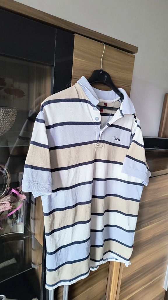 Koszulka polo Pierre Cardin w pasy krótki rękaw tshirt rozmiar L