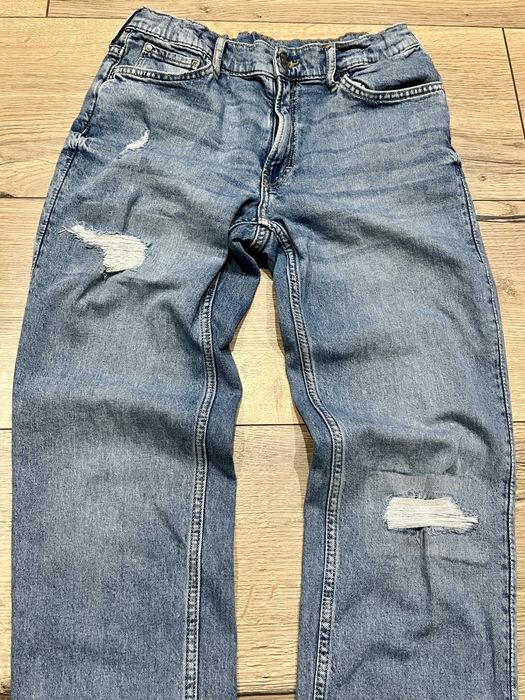 Super jeansy  H&M z przetarciami 170 - jak nowe