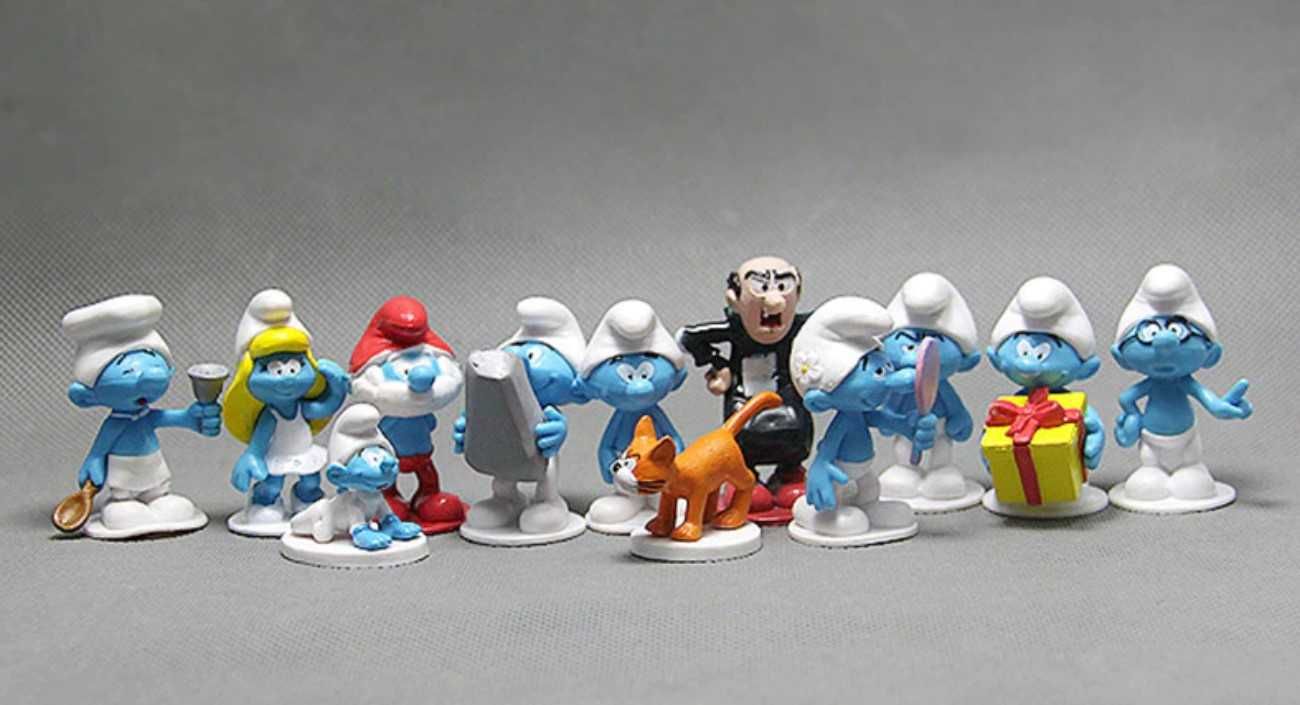 Figurki Smerfy zestaw 12 sztuk urodziny tort gargamel klakier