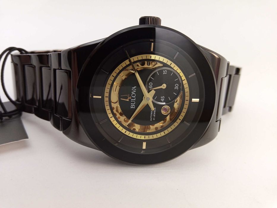 Bulova 98A291 из черной керамики с автоподзаводом, скелетон, 21 камень