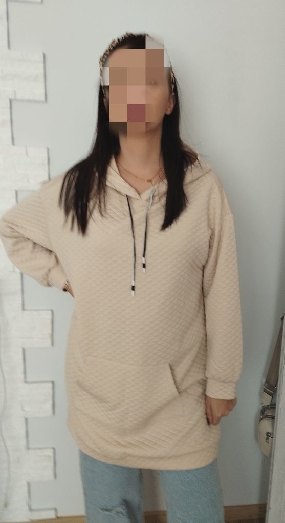 Bluza tunika sportowa pikowana kaptur kangurka XXL