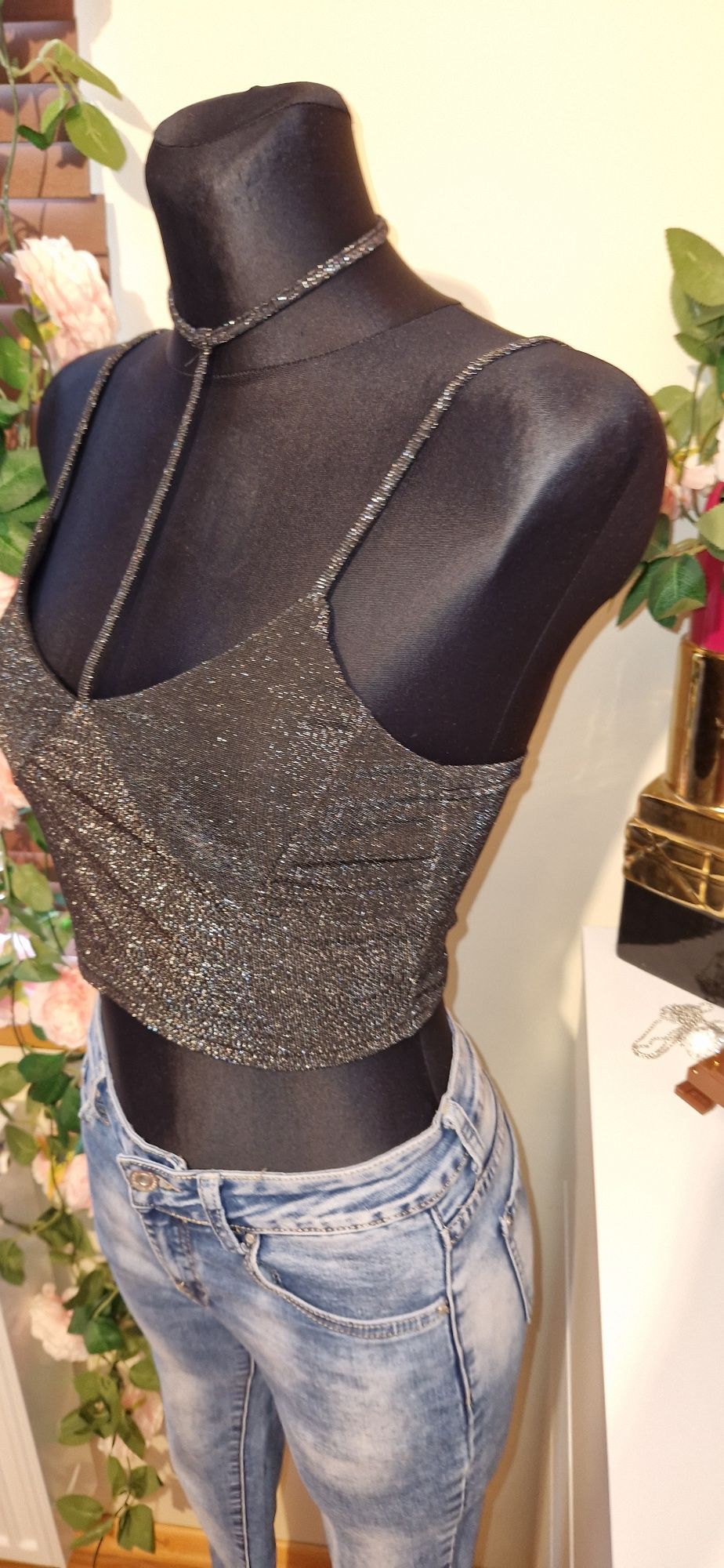 Bluzka czarna  crop top