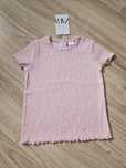 Nowy prążkowany różowy t-shirt Zara w pomarańcze
