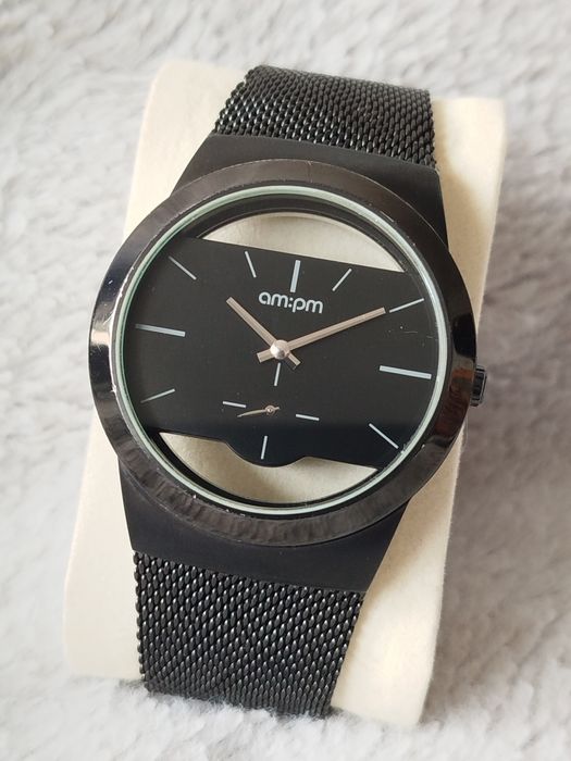 Zegarek AM:PM PD101-G003 Skeleton black unisex quartz vintage y2k wat