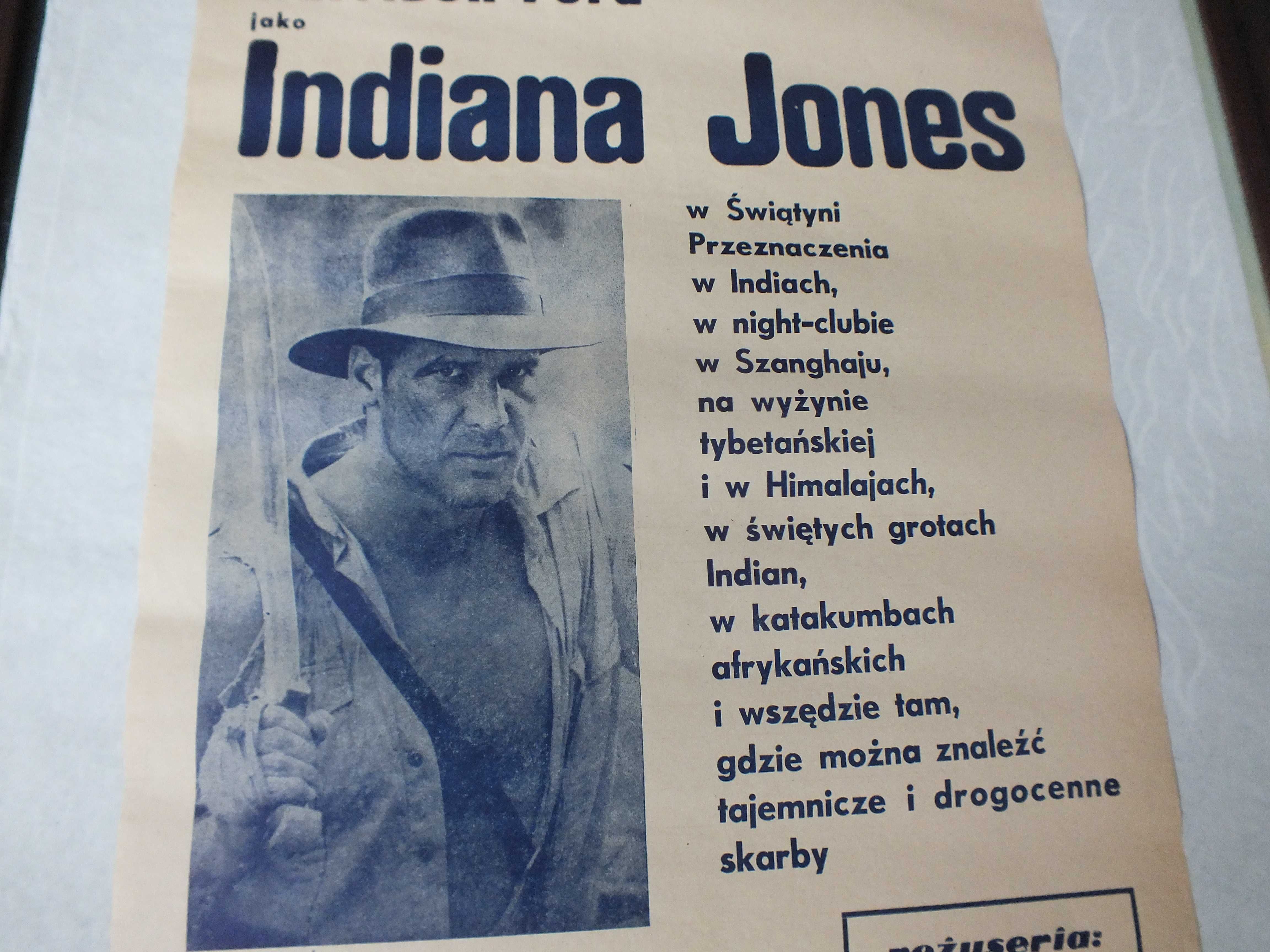 Unikat-Plakat filmowy -INDIANA JONES-Drukarnia Związkowa K-ów 1985