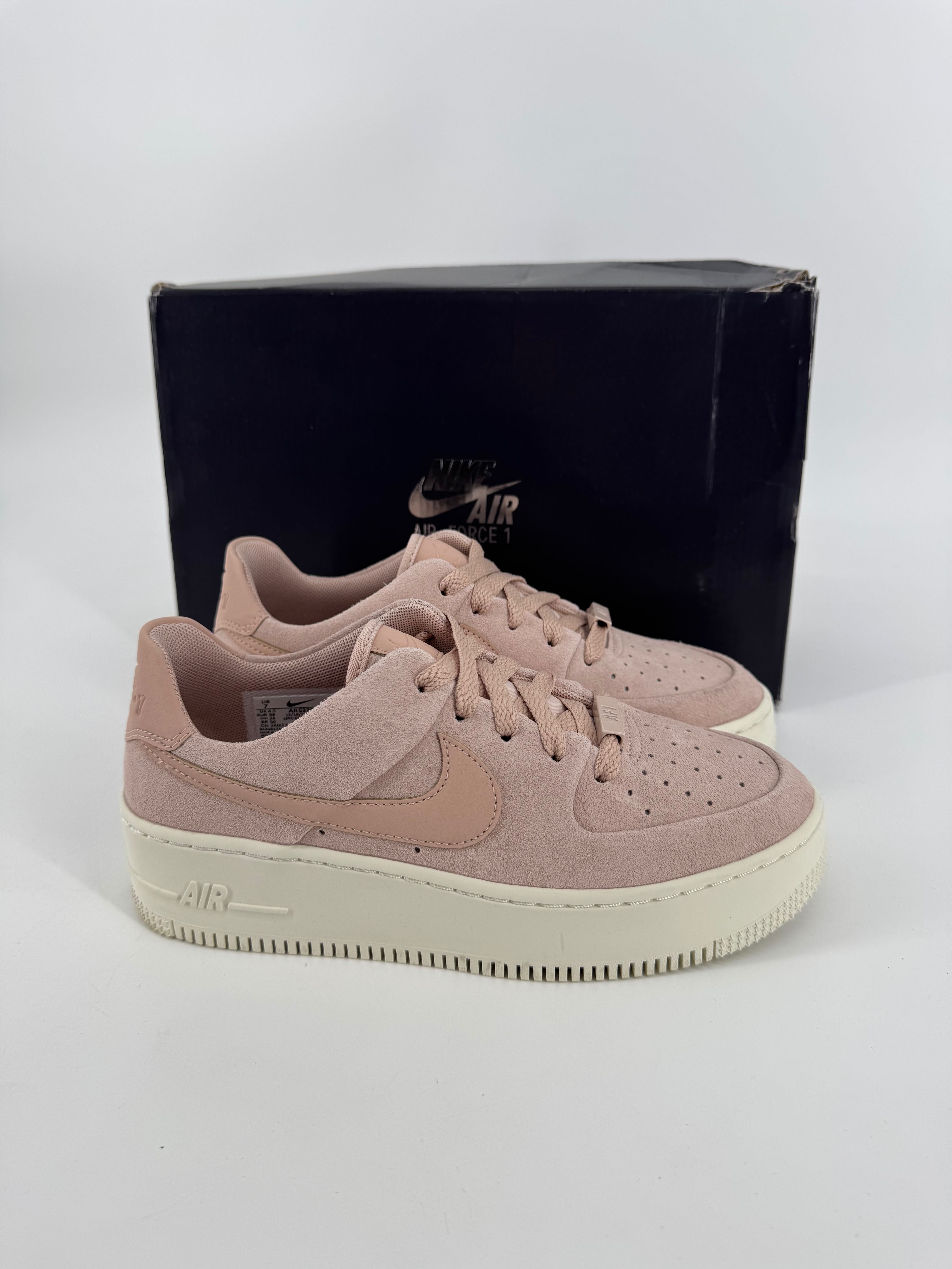 Nike air force  sneakersy damskie 38 na platformie różowe pudrowy róż