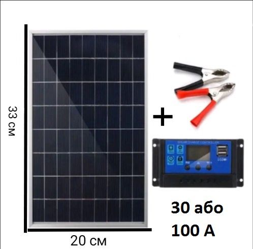 Комплект контроллер 30А+сонячна панель
