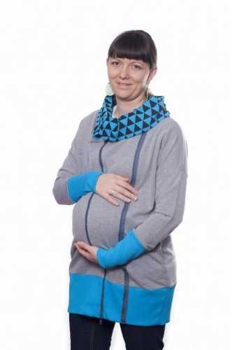 Bluza ciążowa, do noszenia z przodu i tyłu, 4w1 z kołnierzem niebieski