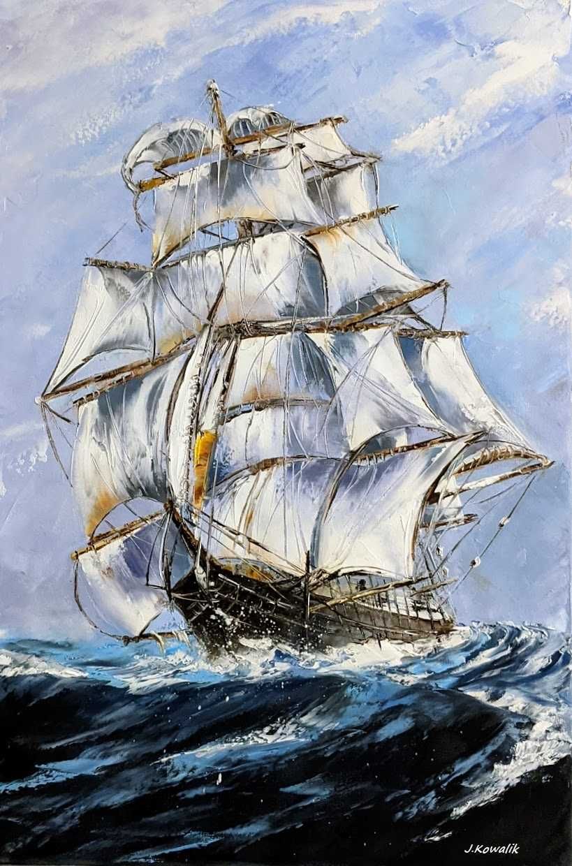 Kowalik - Żaglowiec II obraz olejny 40x60cm