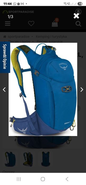 Plecak rowerowy osprey nowy 12 litrów regular niebieski