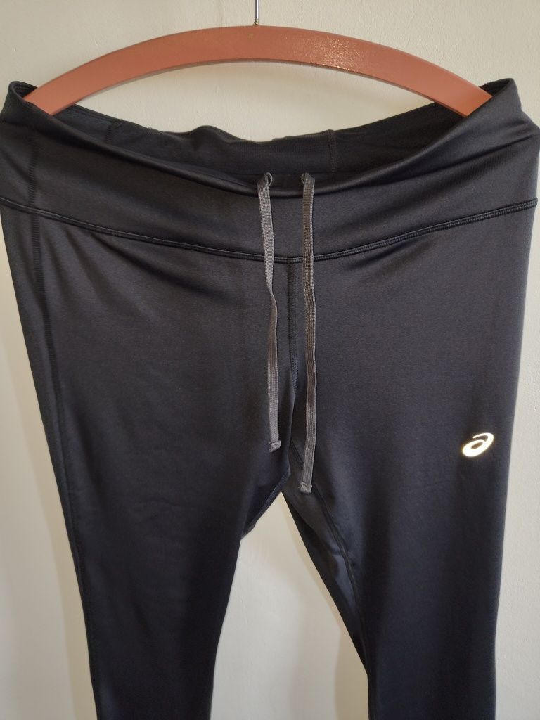 Markowe czarne getry legginsy Asics r XL plus size spodnie sportowe da