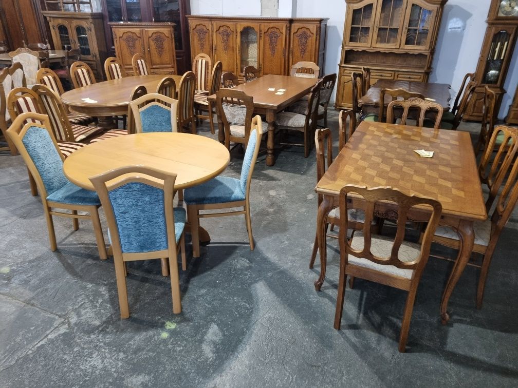 stół dębowy i 6 krzeseł ludwik
