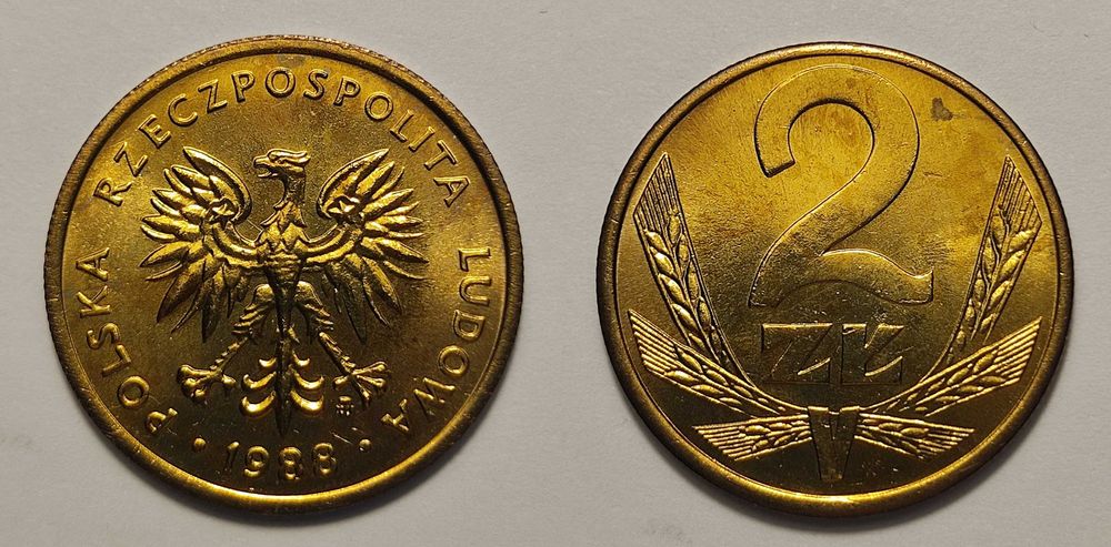2 zł 1988, mennicze, destrukt "duch"