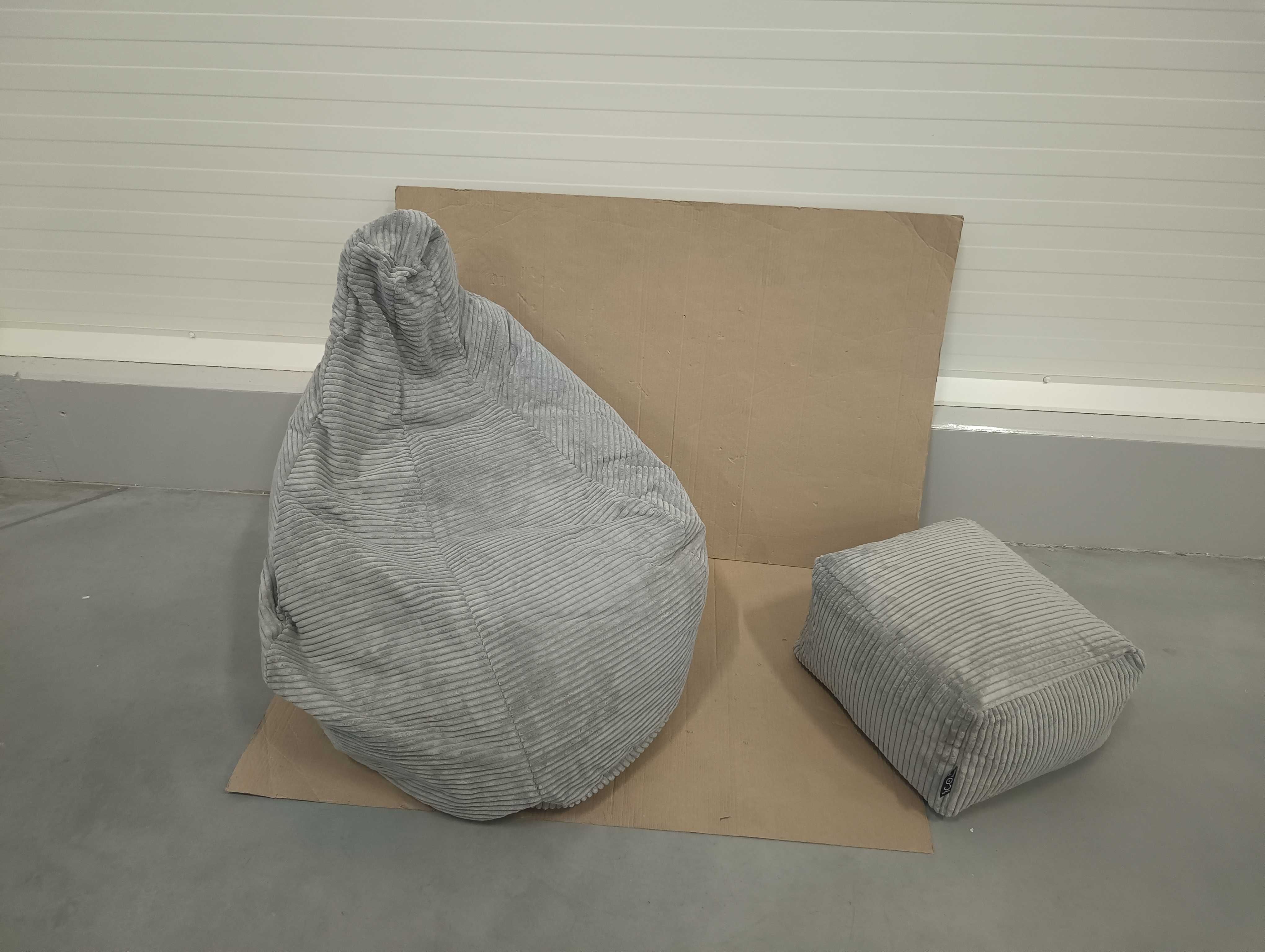 icon Kingston Cord Bean Bag z podnóżkiem fotel pufa worek szary