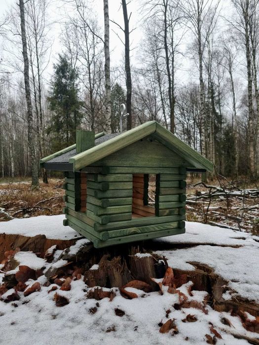 Karmnik dla ptaków drewniany duży, solidny i stylowy karmnik ogrodowy