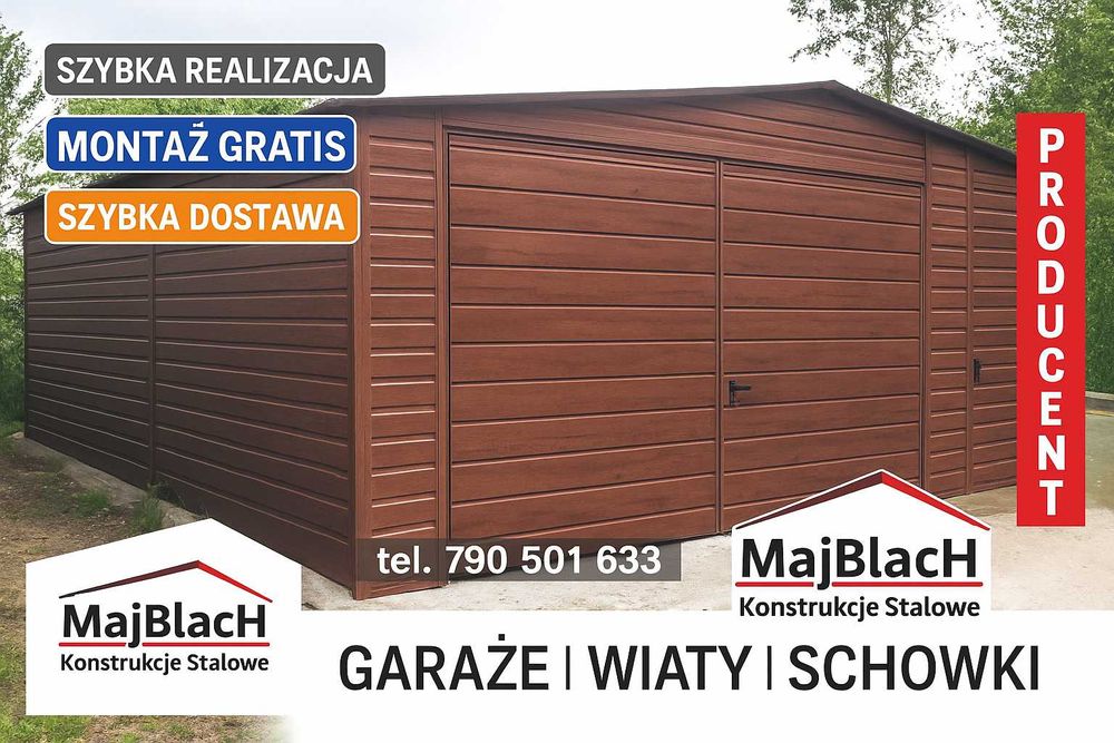 ORZECH / Profil /Garaż Blaszany /SZYBKI MONTAŻ /Dwuspadowy – Maj-Blach