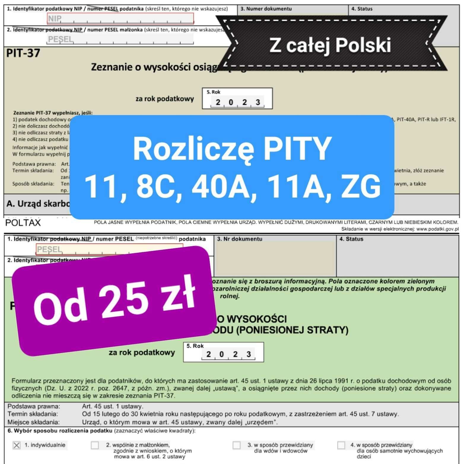 Rozliczę pity 2023 tanio, oraz ZG