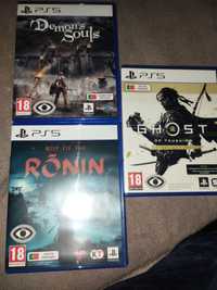 3 jogos PS5 (Rise of the ronin, Ghost of Tsushima, Demon's Souls)