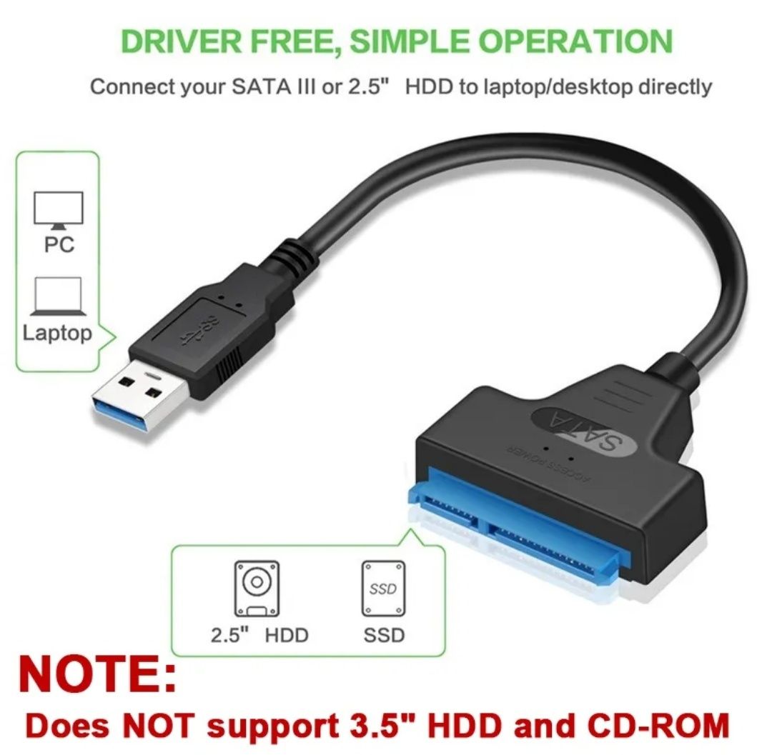 Переходник адаптер SATA-USB кабель 2,5" HDD / SSD