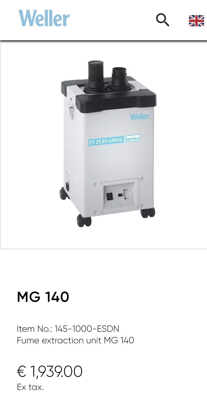 Extrator fumos soldadura Weller