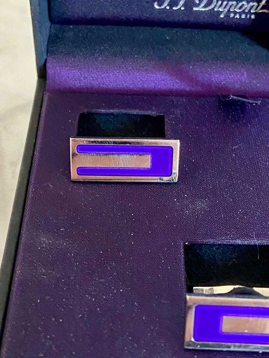 Botões de Punho ST Dupont Aço com Caixa e Documentos