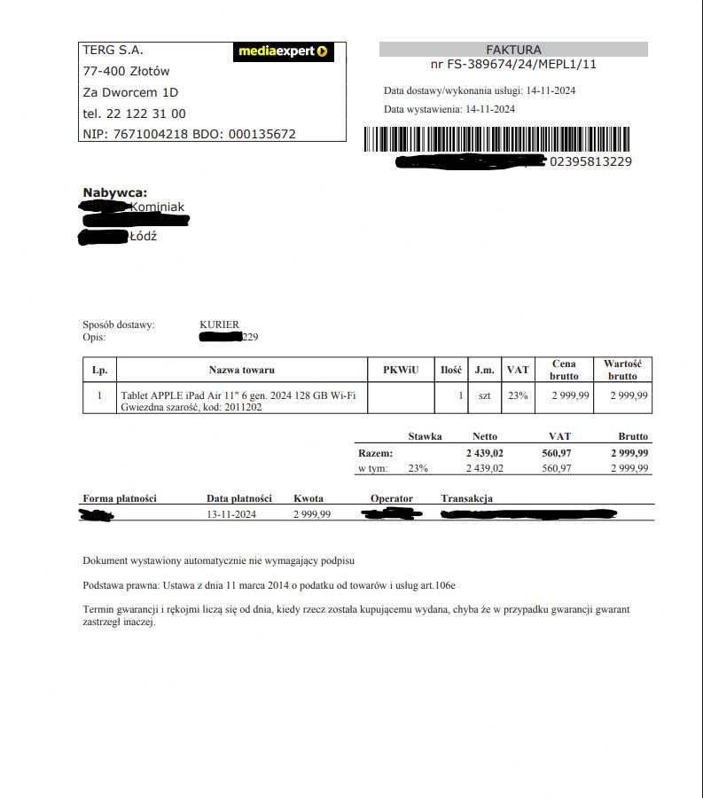 IPad Air 11' M2 2024 8/128GB