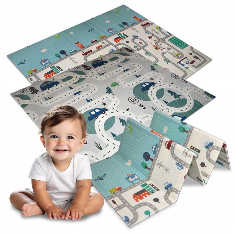 Duża Dwustronna Mata Piankowa Edukacyjna 180x200cm Składana (-20%)