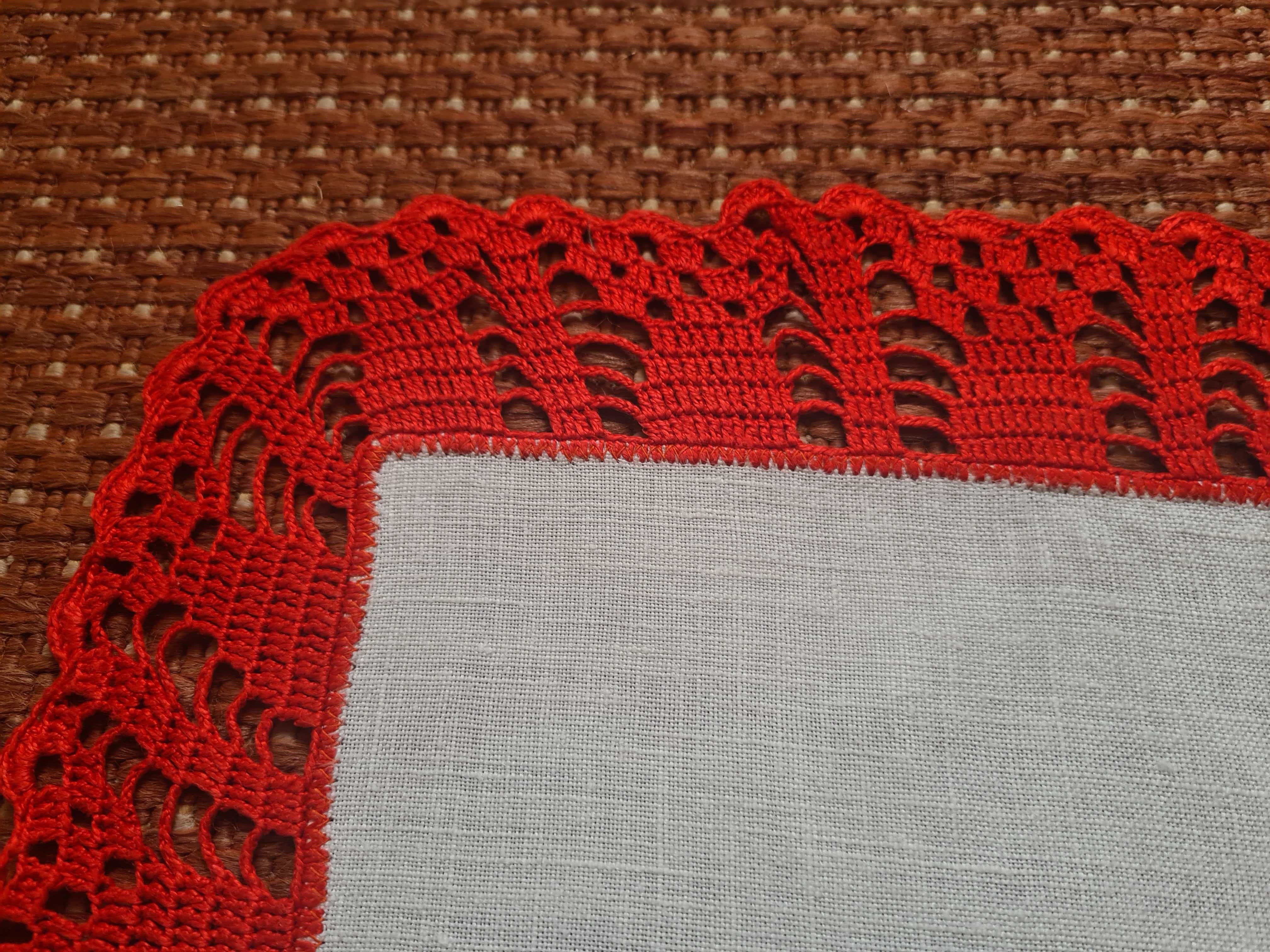 Nowa serweta z ręcznie robioną mereżką - do haftu, len 100%