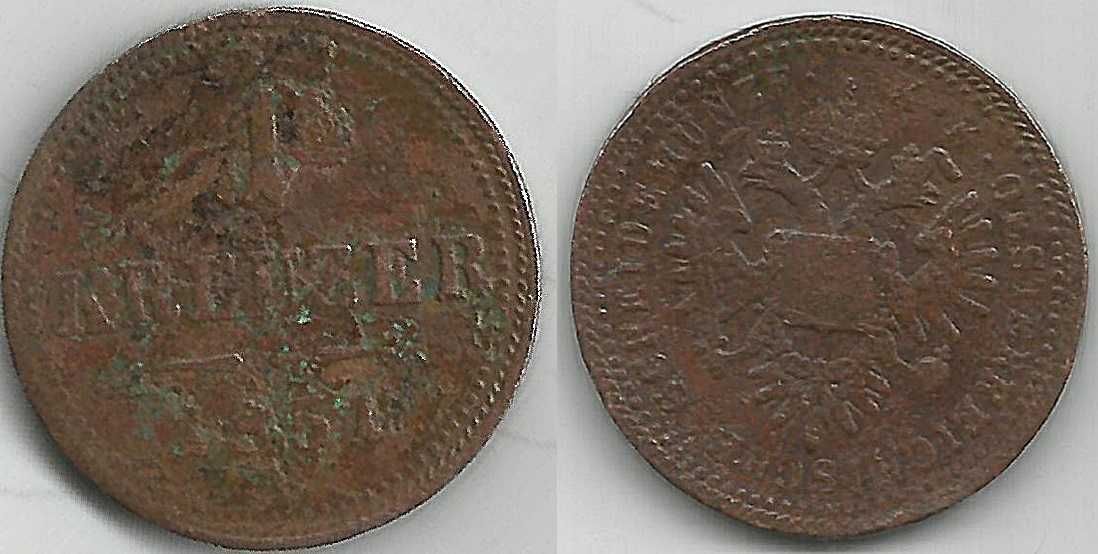 Austria 1 kreuzer 1851 znak mennicy B