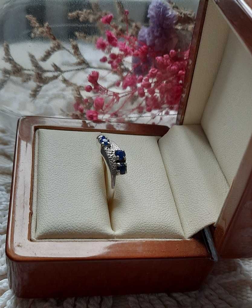Warmet srebrny niebieskie kamienie pierścionek z kamieniami oczka 14