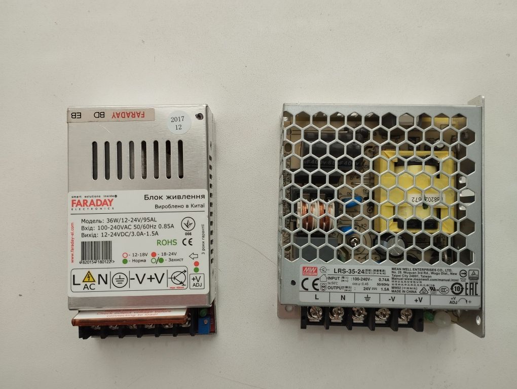 Блок питания Faraday 36W/12-24V/95AL Mean Well 24V IP20 LRS-35-24