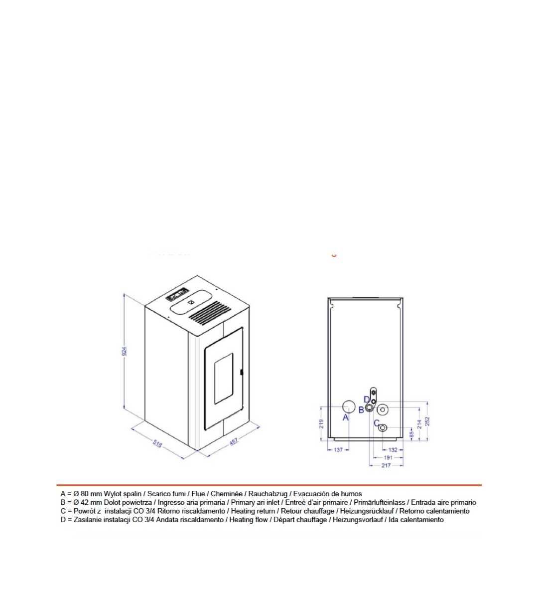 Piec z plaszczem wodnym na pellet 13 kw z wizją ognia program czyste p