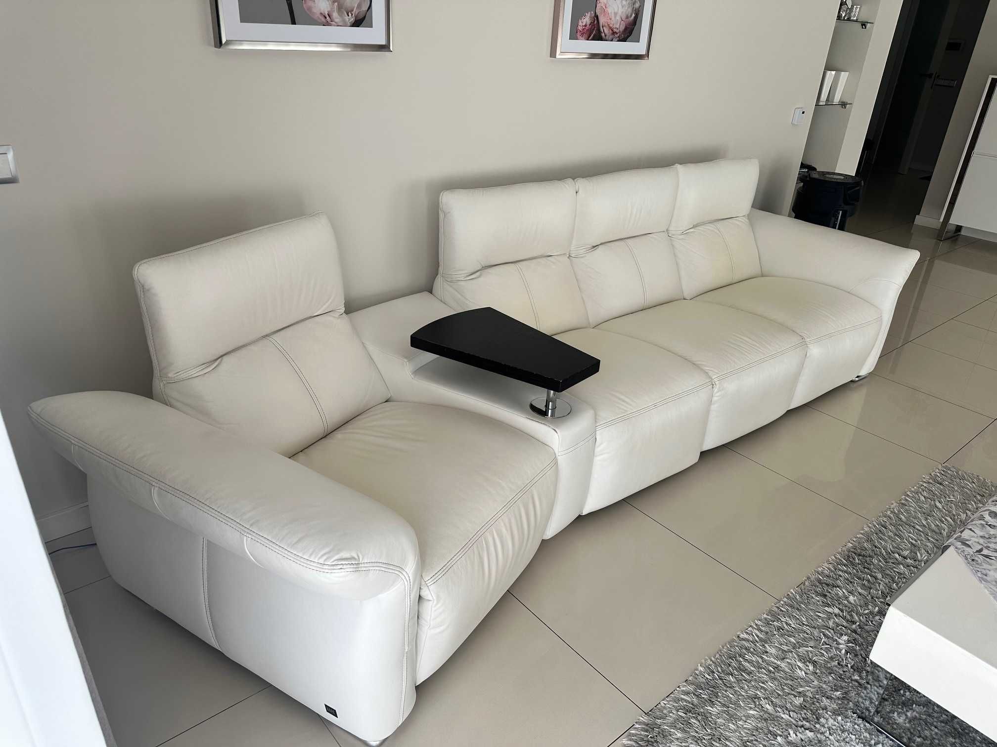 Wypoczynek sofa skóra biała