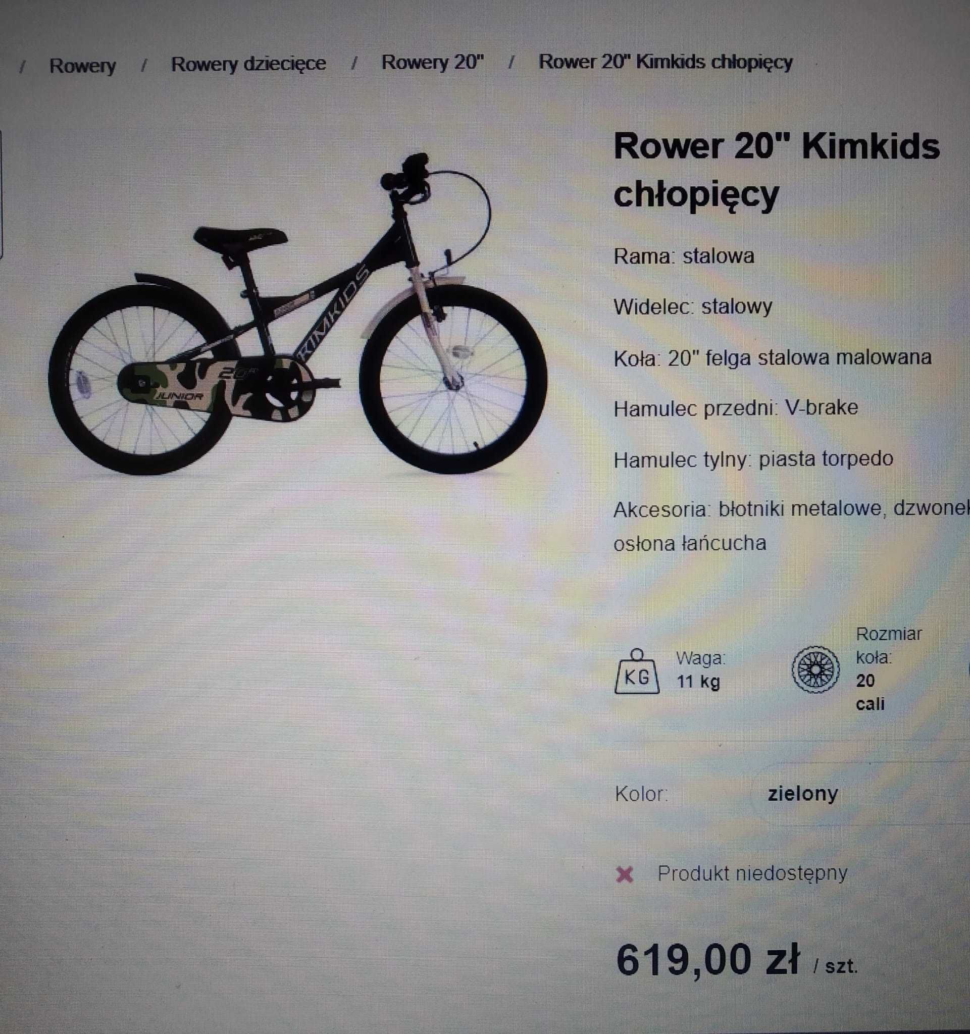 Rower 20'' Kimkids chłopięcy