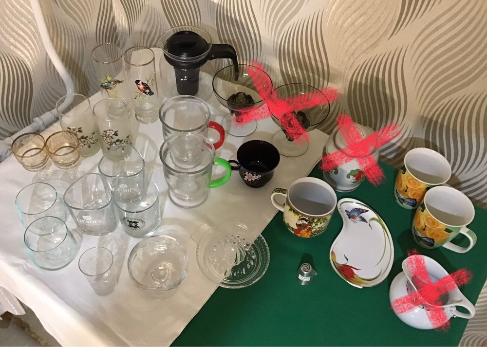 стакани, рюмки, чашки, баночки, банки скло